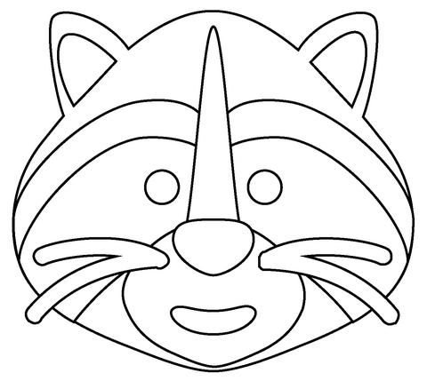 Raccoon Face Emoji Coloring Page